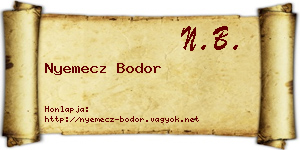 Nyemecz Bodor névjegykártya